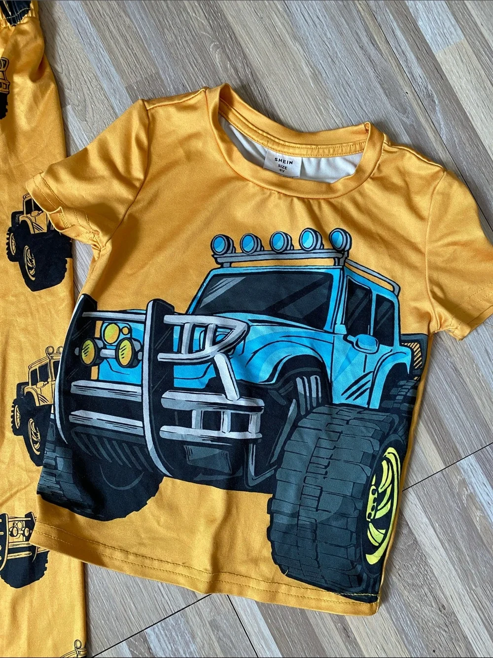 SHEIN Monster Truck 2 piece pajama set size toddler boys 4T